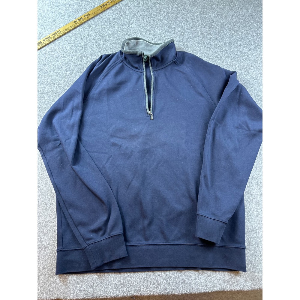 Mens LG Brooks Brooks Brothers 1/4 Zip 100% Supima Cotton Pullover Sweater BLUE